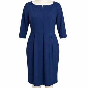 Marycrafts Women Navy Square Neck Midi Sheath Work Office Dress Size 14